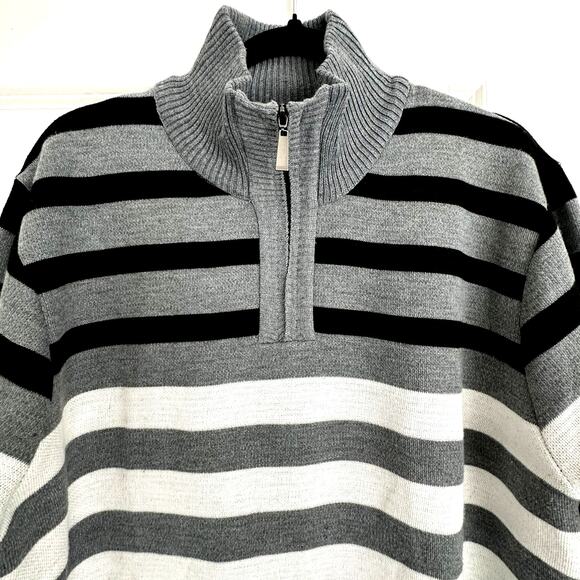 Marx & Dutch Collection Mens Pullover 1/4 Zip Sweater, Ribbed Hem Grey XL - Picture 3 of 11